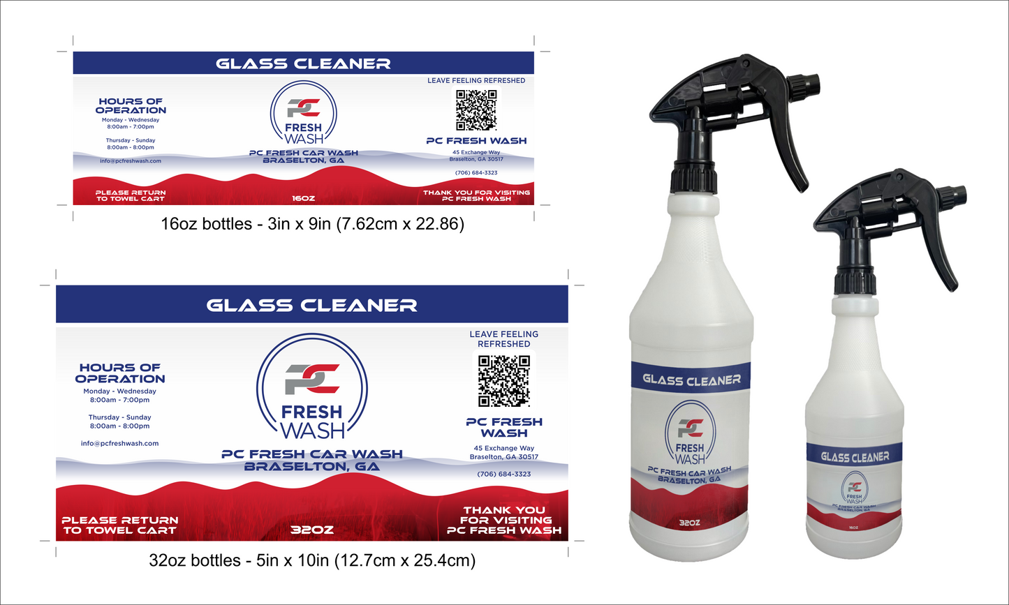 PC Fresh Wash - 32 ounce Spray Bottles - Custom Label (84 Units)