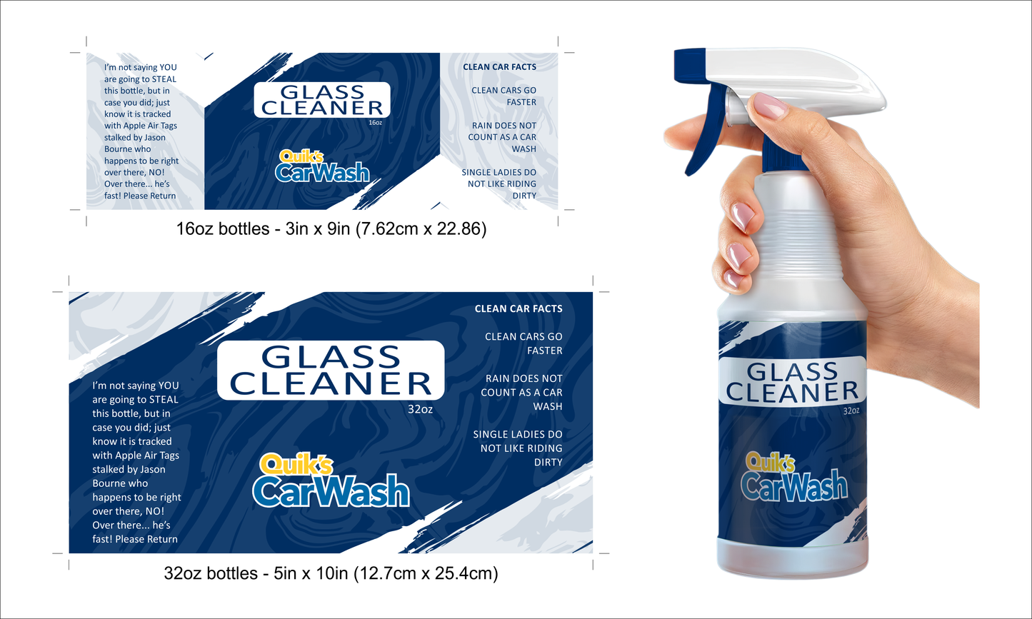 16oz Custom Spray Bottles - Quik's Car Wash