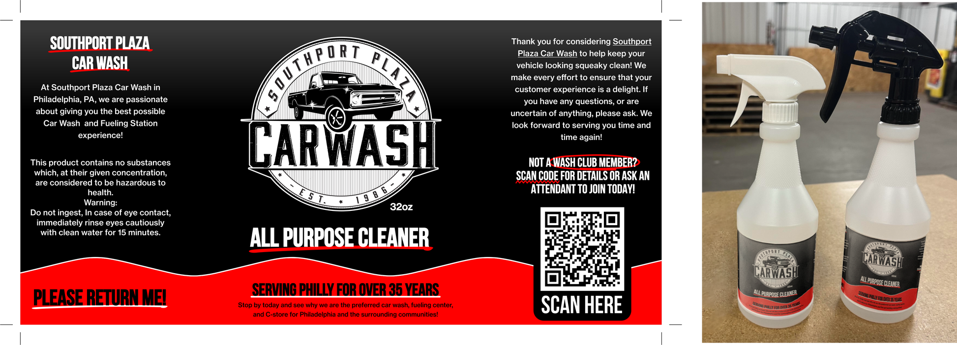 Southport Plaza Car Wash 32oz bottle labels (All Purpose Cleaner